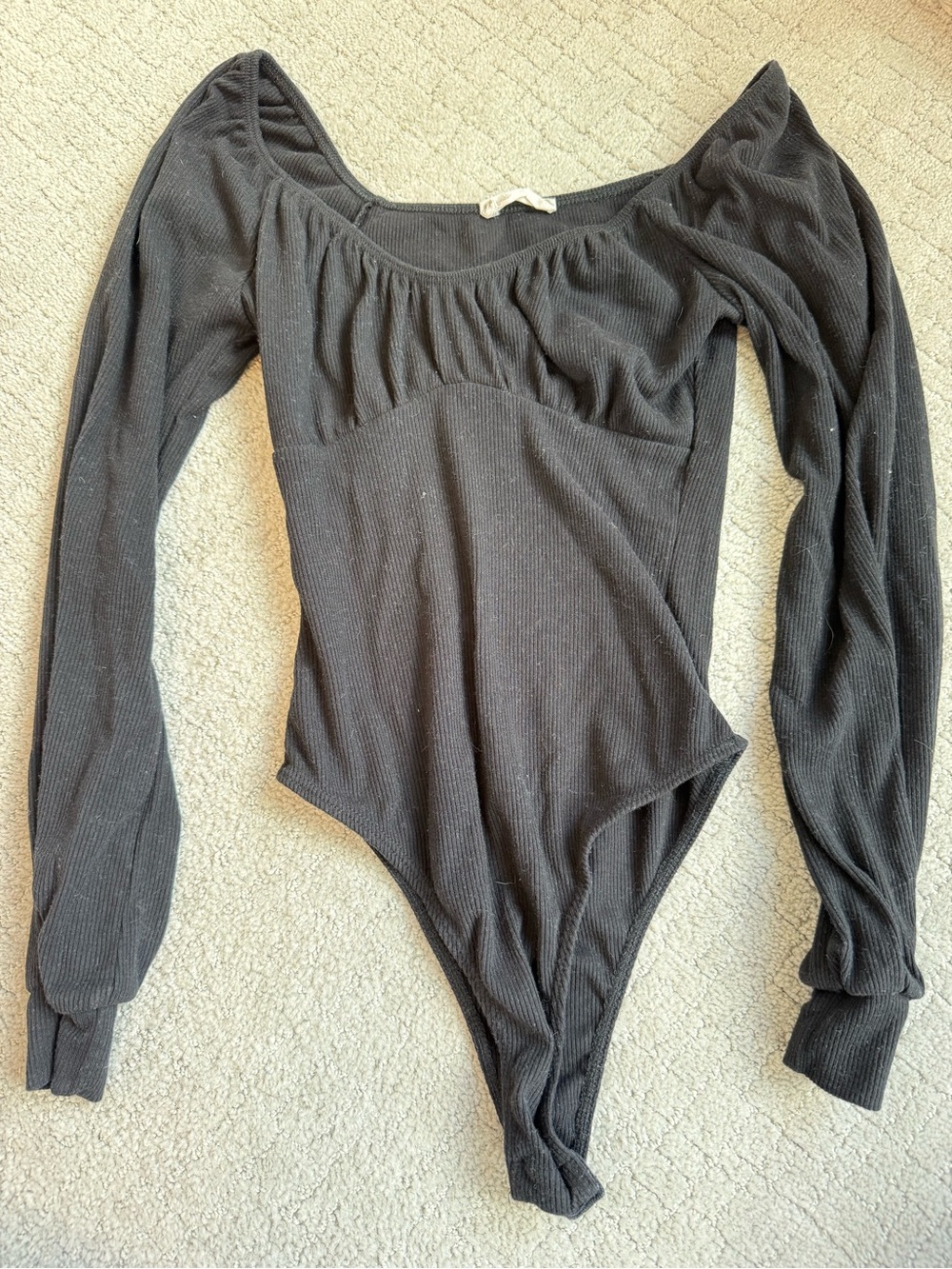 Altar'd State Black Long Sleeve Ribbed Bodysuit